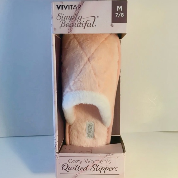 Vivitar Simply Beautiful Cozy Women's Quilted Slippers Sz:M 7/8 Pink - Picture 2 of 2